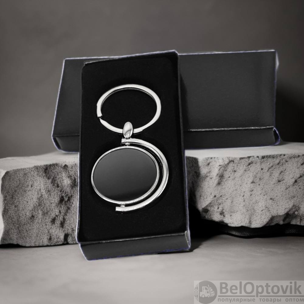 Брелок металлический Логроньо, эффективный инструмент продвижения в подарочной упаковке, серебристый цвет